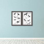 Eleganter Vintager Hund Sepia Diptych Leinwanddruck (Insitu (Holzboden))