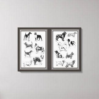 Eleganter Vintager Hund Sepia Diptych Leinwanddruck