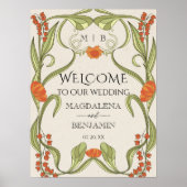Eleganter Vintager Jugendstil-Florenhimmel Willkom Poster (Vorne)