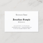 Eleganter Vintager Klassik Look Alter Englisch Tex Visitenkarte (Rückseite)