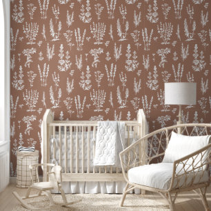 Eleganter Vintager Kräutergarten Mocha Brown Tapete