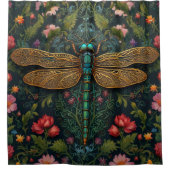 Eleganter Vintager Libellenboho botanisch Duschvorhang (Vorderseite)