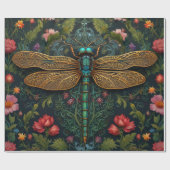 Eleganter Vintager Libellenboho botanisch Geschenkpapier (Flach)