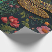 Eleganter Vintager Libellenboho botanisch Geschenkpapier (Ecke)