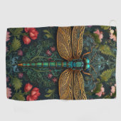 Eleganter Vintager Libellenboho botanisch Golfhandtuch (Horizontal)