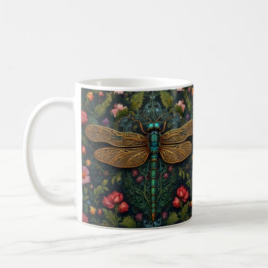 Eleganter Vintager Libellenboho botanisch Kaffeetasse (Links)