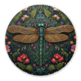 Eleganter Vintager Libellenboho botanisch Keramikknauf