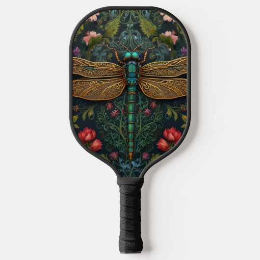 Eleganter Vintager Libellenboho botanisch Pickleball Schläger (Vorderseite)