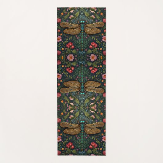 Eleganter Vintager Libellenboho botanisch Yogamatte (Vorderseite)