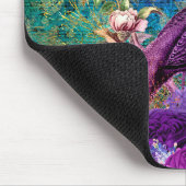 Eleganter Vintager Lila Pfau Aquamarin Mousepad (Ecke)