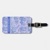 Eleganter Vintager lila Toile de jouy Gepäckanhänger (Vorderseite horizontal)