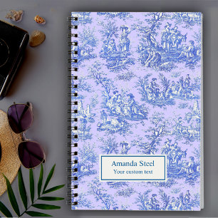 Eleganter Vintager lila Toile de jouy Notizblock