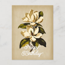 Eleganter Vintager Magnolia Blume Happy Birthday