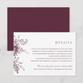 Eleganter Vintager Merlot Hochzeitsdetails Einladung (Vorne/Hinten)