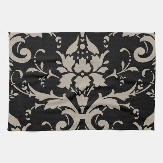 Eleganter Vintager moderner silberner Damast auf Geschirrtuch (Horizontal)