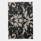 Eleganter Vintager moderner silberner Damast auf Geschirrtuch (Vertikal)