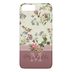Eleganter Vintager Name der Floral-Rose Monogramm Case-Mate iPhone Hülle