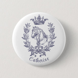 Eleganter Vintager Name des Blauen Pferdes Button