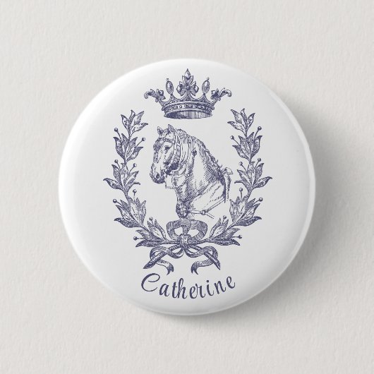 Eleganter Vintager Name des Blauen Pferdes Button (Vorderseite)