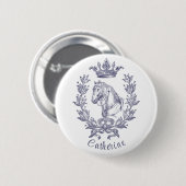 Eleganter Vintager Name des Blauen Pferdes Button (Vorne & Hinten)