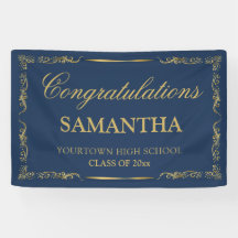 Eleganter Vintager Navy Blue Gold Abschluss