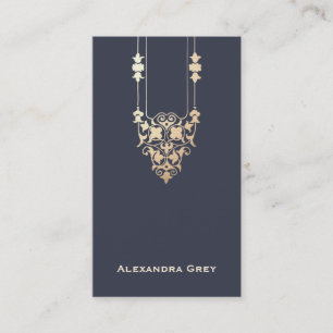 Eleganter Vintager Navy Blue und Gold Designer Visitenkarte