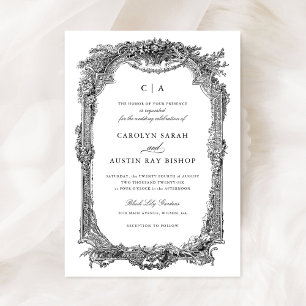 Eleganter Vintager Ornament-Rahmen Hochzeit Einladung