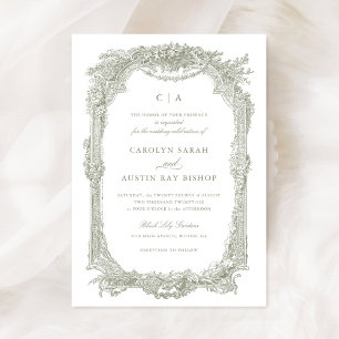 Eleganter Vintager Ornament-Rahmen Hochzeit Einladung