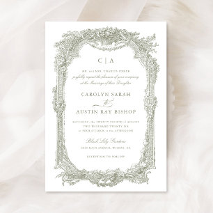 Eleganter Vintager Ornament-Rahmen Hochzeit Einladung