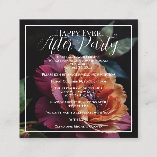 Eleganter Vintager Pachy-Rot-Blütenboho Begleitkarte (Vorderseite)