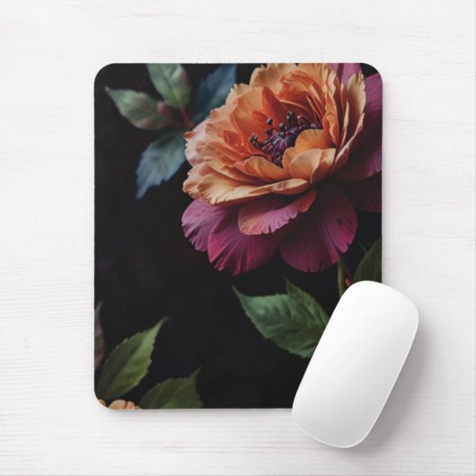 Eleganter Vintager Pachy-Rot-Blütenboho Mousepad (Mit Mouse)