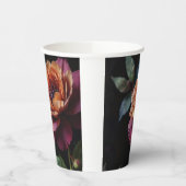 Eleganter Vintager Pachy-Rot-Blütenboho Pappbecher (Links)