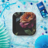 Eleganter Vintager Pachy-Rot-Blütenboho Pappteller (Party)