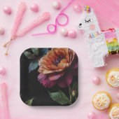 Eleganter Vintager Pachy-Rot-Blütenboho Pappteller (Party)