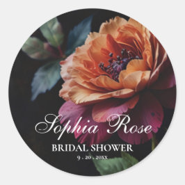 Eleganter Vintager Pachy-Rot-Blütenboho Runder Aufkleber