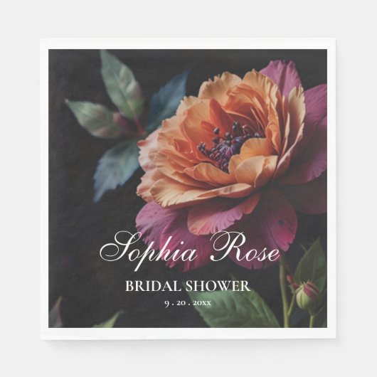 Eleganter Vintager Pachy-Rot-Blütenboho Serviette (Vorderseite)