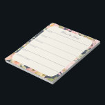 Eleganter Vintager Personalisierter Wochenplaner Notizblock<br><div class="desc">Ein stilvolles personalisiertes Wochenplaner Notizblock mit elegantem Vintagem Boho Blumenmuster in Marineblau.</div>