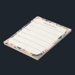 Eleganter Vintager Personalisierter Wochenplaner Notizblock<br><div class="desc">Ein stilvolles personalisiertes Wochenplaner Notizblock mit elegantem Vintagem Boho Blumenmuster in Marineblau.</div>
