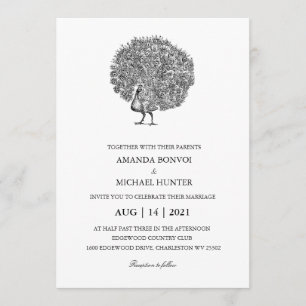 Eleganter Vintager Pfau Einladung