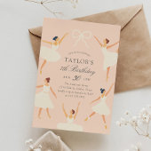 Eleganter Vintager Pink Ballerina Geburtstag Einladung