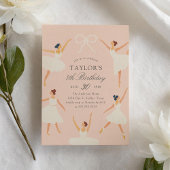 Eleganter Vintager Pink Ballerina Geburtstag Einladung