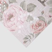 Eleganter Vintager Pink Peony Blossom Schlüssel En Seidenpapier (Ausschnitt)