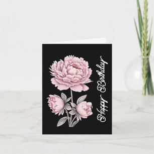 Eleganter Vintager Pink Peony Happy Birthday Karte