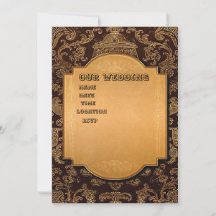 Eleganter Vintager Rahmen aus Gold und Braun Einladung