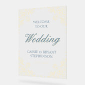 Eleganter Vintager Rahmen Hochzeitsempfang Acrylschild (Winkel)