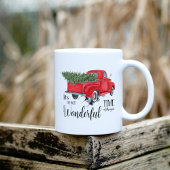 Eleganter Vintager Red Truck Script Weihnachtsbaum Zweifarbige Tasse