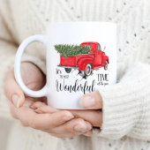 Eleganter Vintager Red Truck Script Weihnachtsbaum Zweifarbige Tasse