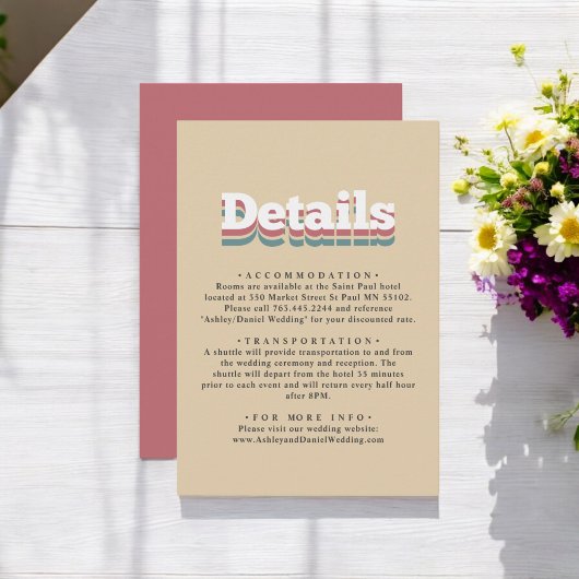 Eleganter Vintager Retro 70er Groovy Moderne Hochz Begleitkarte