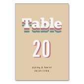 Eleganter Vintager Retro 70er Groovy Moderne Hochz Tischnummer (Vorderseite)