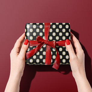Eleganter Vintager Retro-Schwarz-Weiß-Polka-Dot Geschenkpapier